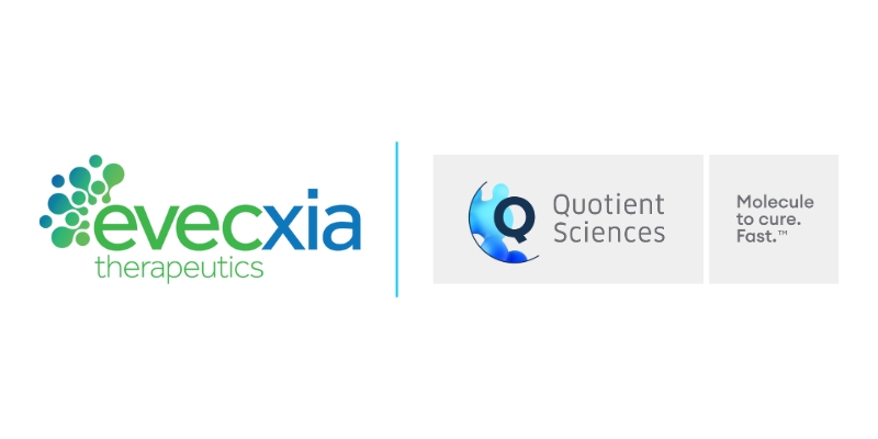 Logos for Evexcia Therapeutics and Quotient Sciences