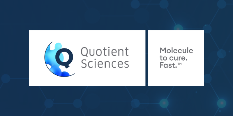 Quotient Sciences logo on a blue hexagon background